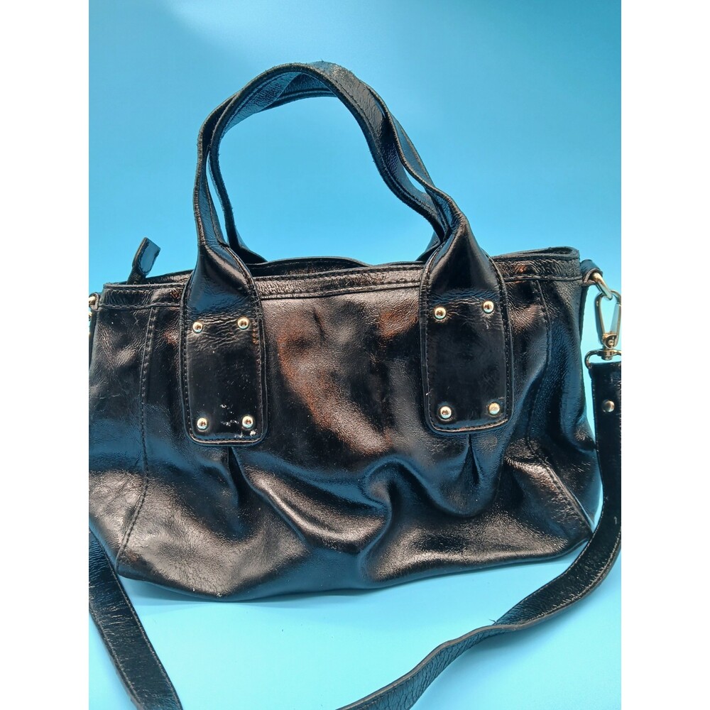 Kate Spade New York Glossy Patent Leather Handbag Black w Shoulder & Tote Straps - Picture 9 of 16